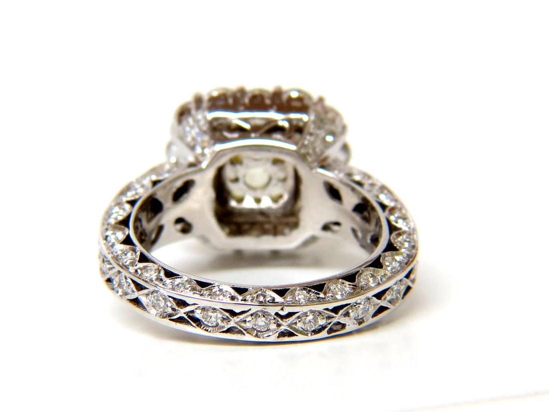 GIA 5.52CT CUSHION NATURAL FANCY YELLOW DIAMOND CLUSTER HALO RING VVS1+ - 6