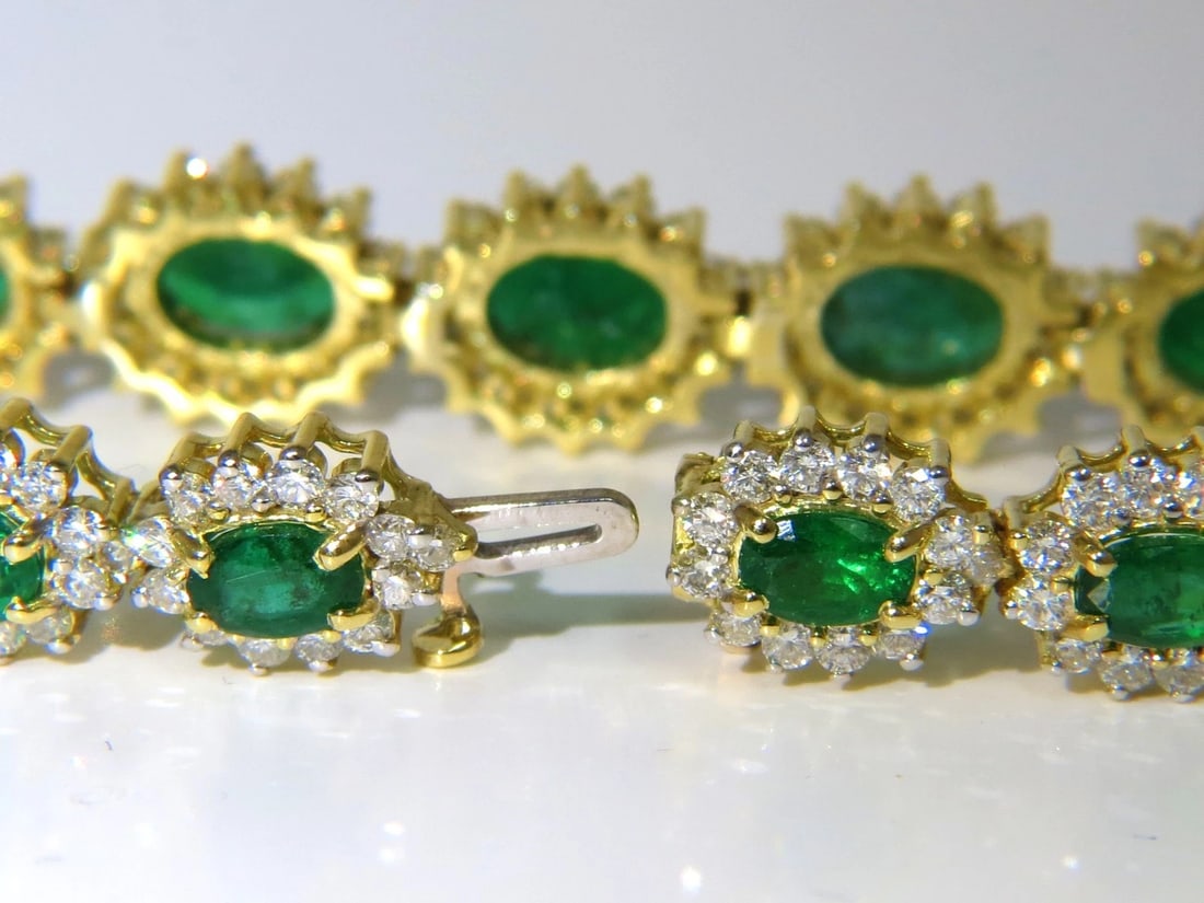 22.50CT NATURAL EMERALDS DIAMONDS BRACELET 18KT G/VS ZAMBIAN VIVID** - 5