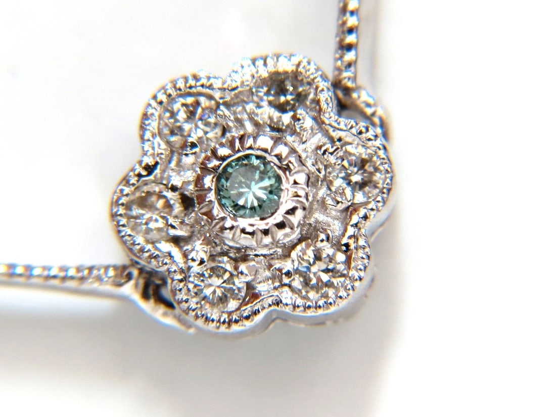 1.00CT ROUND BRILLIANT BLUE DIAMONDS FLOWER CLUSTER ETERNITY NECKLACE 14KT** - 2