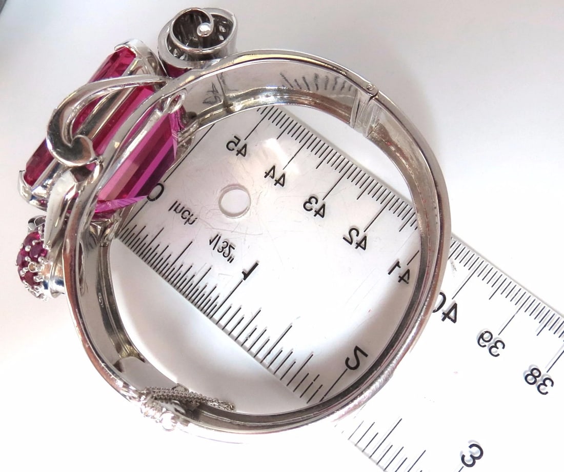 GIA Lab Pink Sapphire Diamonds Ruby Bangle Bracelet Parisian Posh Deco** - 10