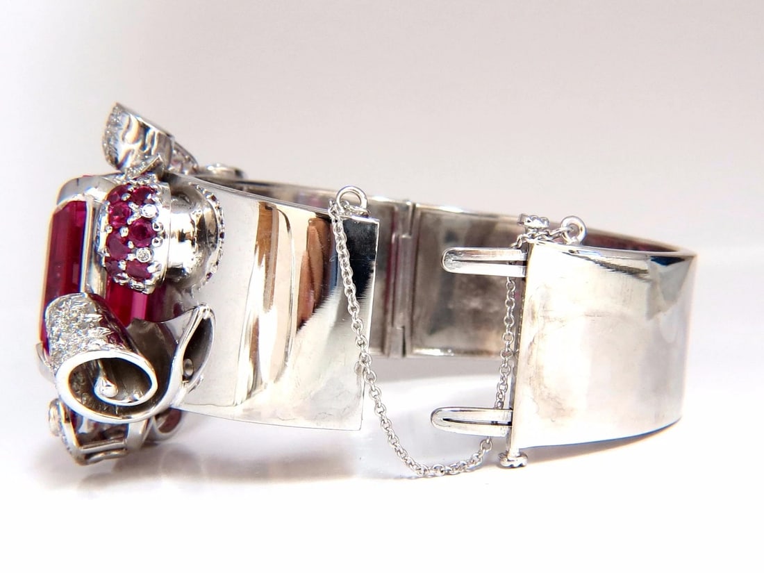 GIA Lab Pink Sapphire Diamonds Ruby Bangle Bracelet Parisian Posh Deco** - 5