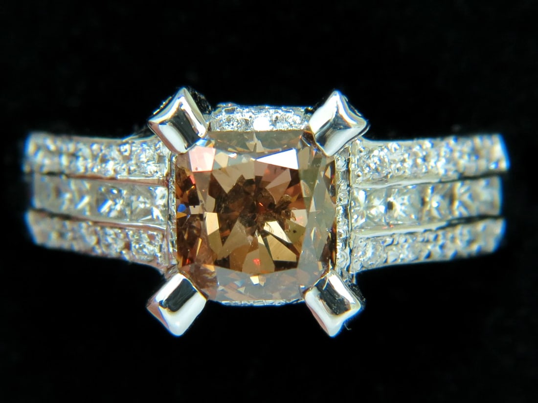 GIA 2.76CT NATURAL FANCY ORANGE BROWN DIAMOND RING G/VS 14KT+ - 2
