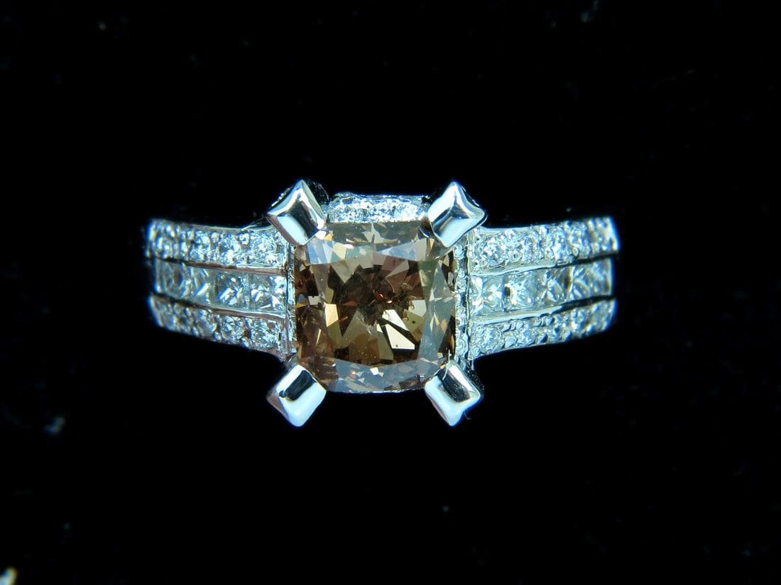GIA 2.76CT NATURAL FANCY ORANGE BROWN DIAMOND RING G/VS 14KT+ - 3