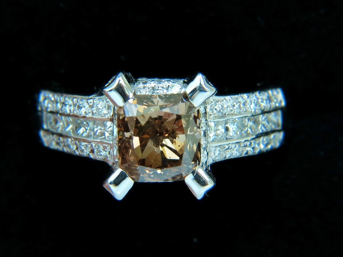 GIA 2.76CT NATURAL FANCY ORANGE BROWN DIAMOND RING G/VS 14KT+ - 4