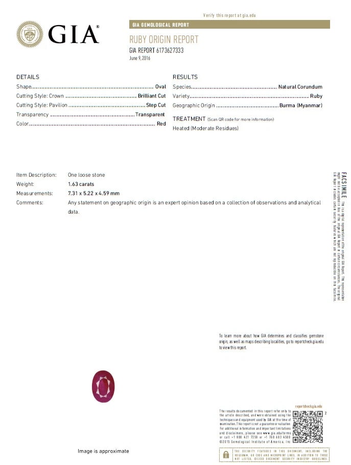 GIA Certified 1.63ct Burma Natural Ruby Diamond Ring 18kt Vivid Red** - 2