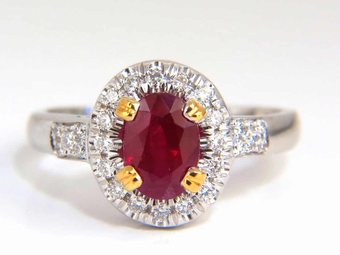 GIA Certified 1.63ct Burma Natural Ruby Diamond Ring 18kt Vivid Red** - 3