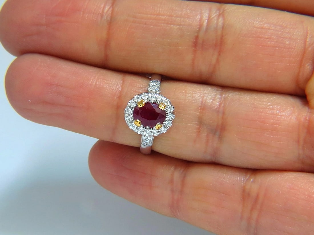GIA Certified 1.63ct Burma Natural Ruby Diamond Ring 18kt Vivid Red** - 6