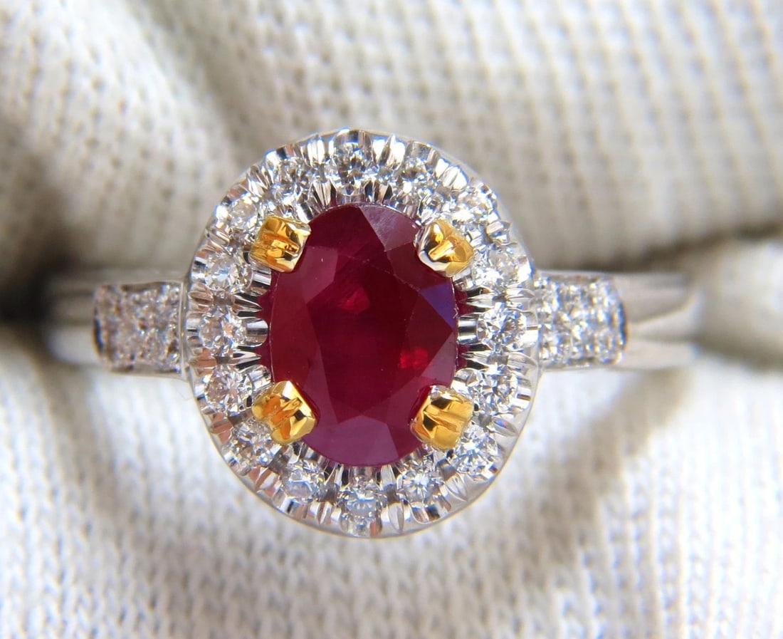 GIA Certified 1.63ct Burma Natural Ruby Diamond Ring 18kt Vivid Red** - 7