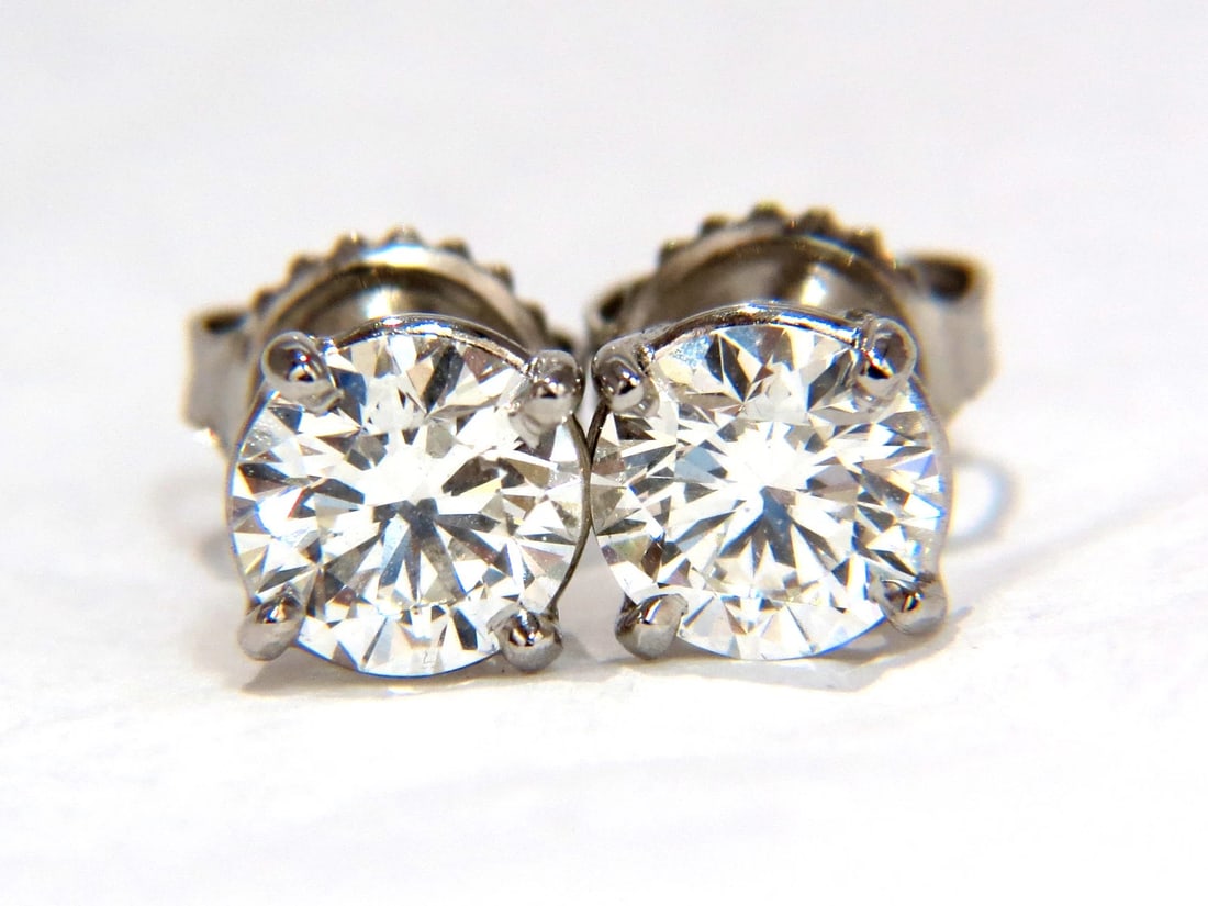 GIA 1.80CT NATURAL ROUND BRILLIANT DIAMOND STUD EARRINGS PLATINUM IDEAL** - 2