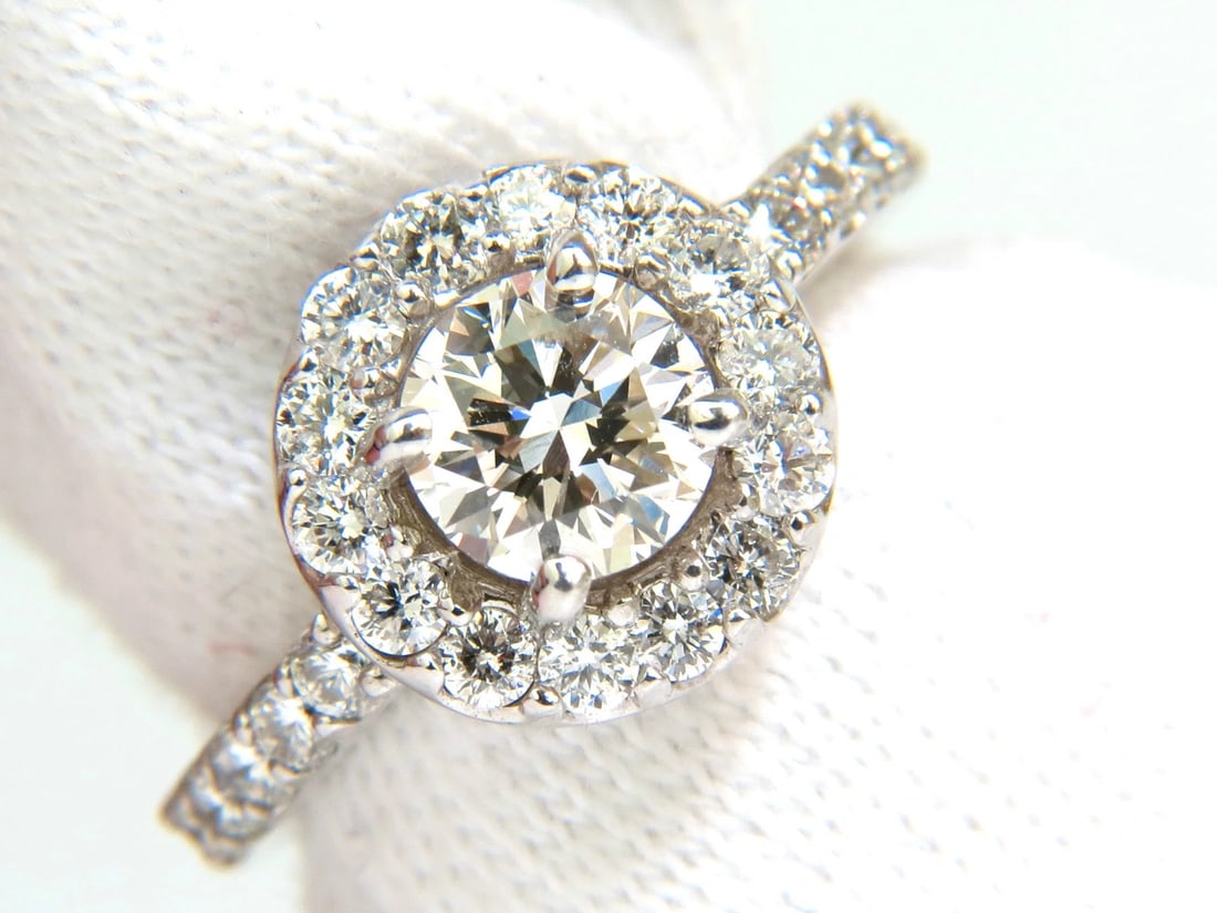 2.00CT BRILLIANT ROUND FULL CUT DIAMOND RING HALO 14KT + - 2