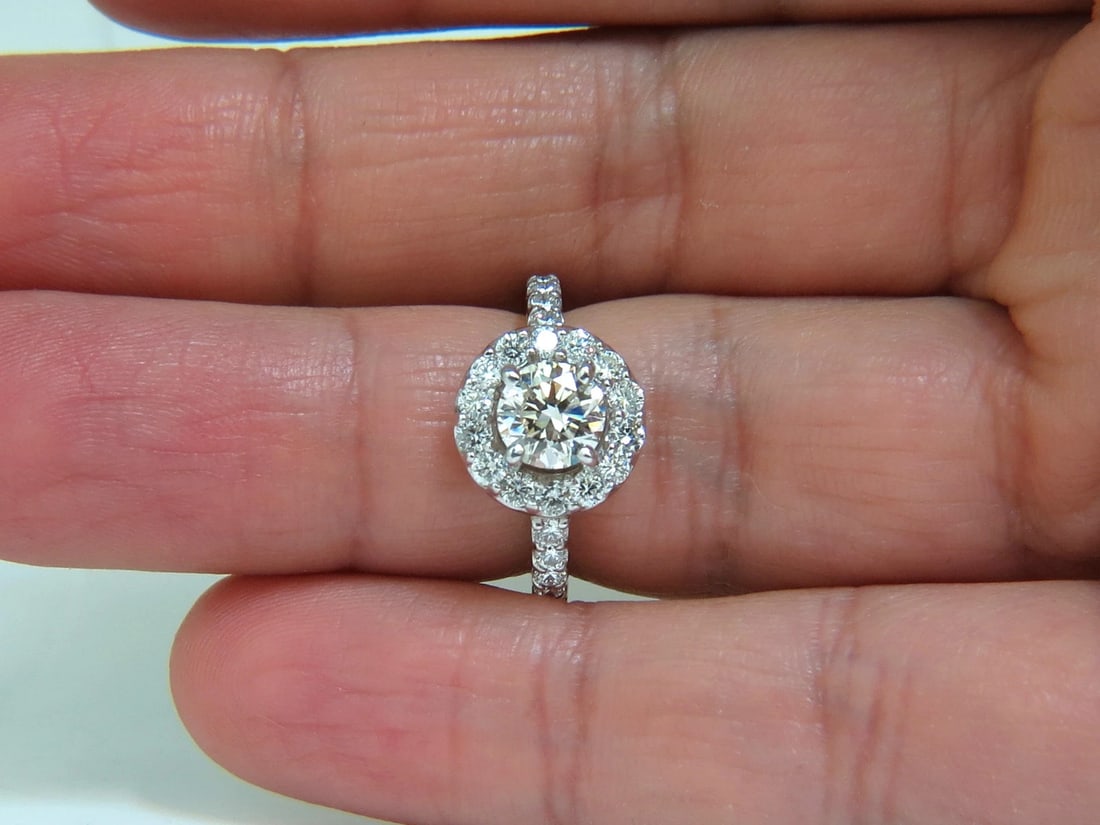 2.00CT BRILLIANT ROUND FULL CUT DIAMOND RING HALO 14KT + - 5