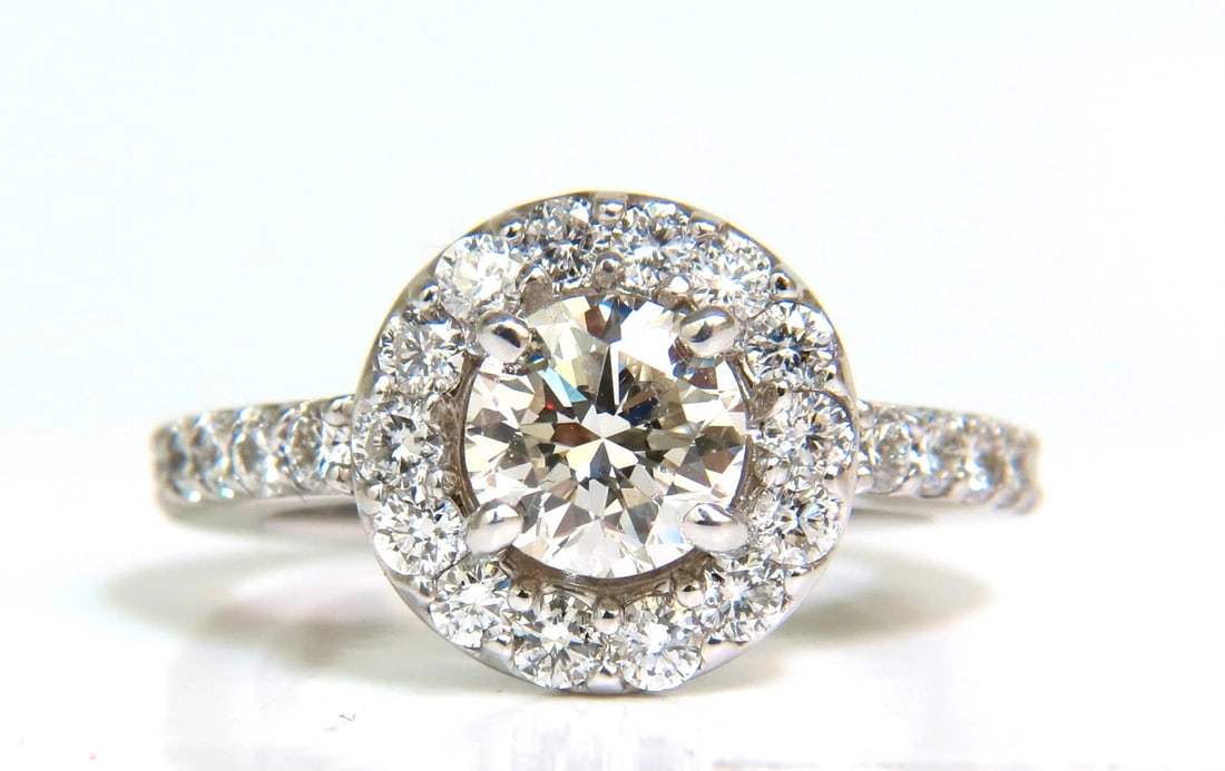2.00CT BRILLIANT ROUND FULL CUT DIAMOND RING HALO 14KT + - 6