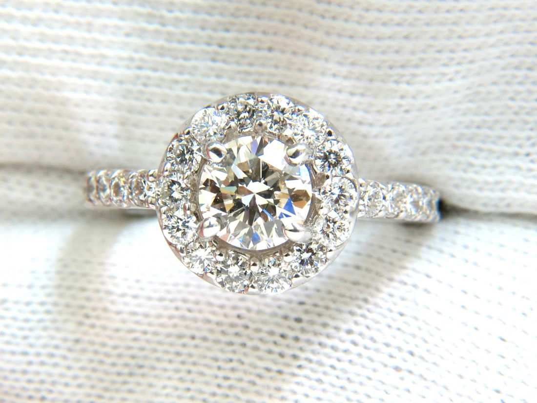 2.00CT BRILLIANT ROUND FULL CUT DIAMOND RING HALO 14KT + - 7