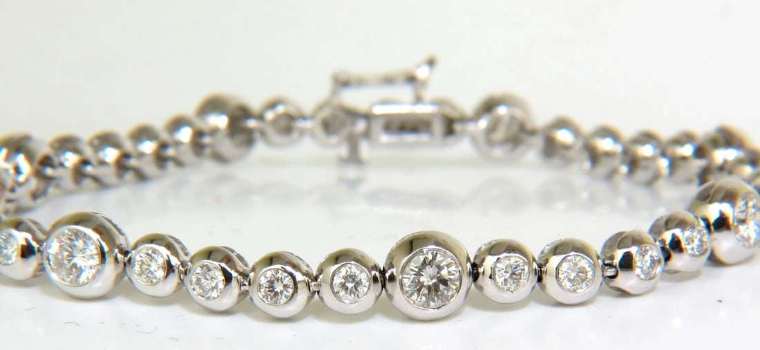 3.65CT NATURAL DIAMONDS TENNIS BRACELET 14KT FLUSH** (1 of 12)