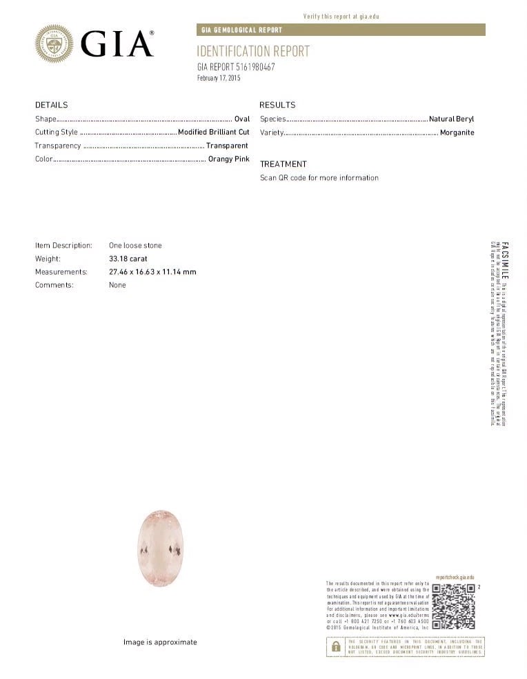 GIA Certified 36.18ct Natural Orangy Pink Morganite Diamonds Ring 18kt - 11