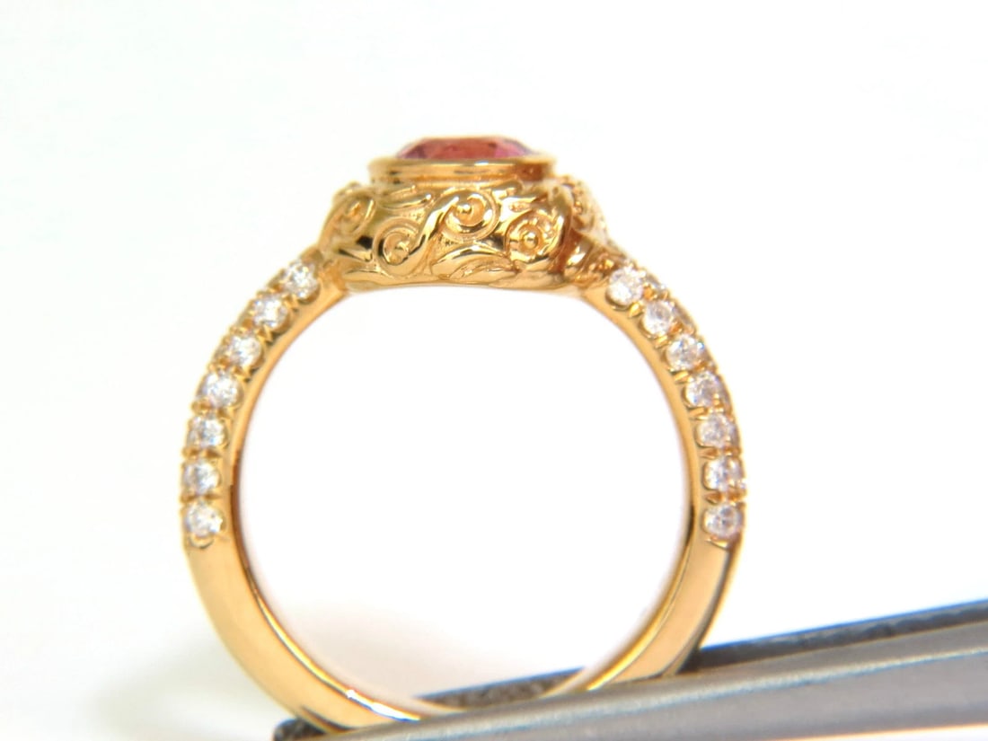 GIA NO HEAT 2.05CT NATURAL SAPPHIRE DIAMONDS SPANISH DECO GILT RING UNHEATED 14K - 4