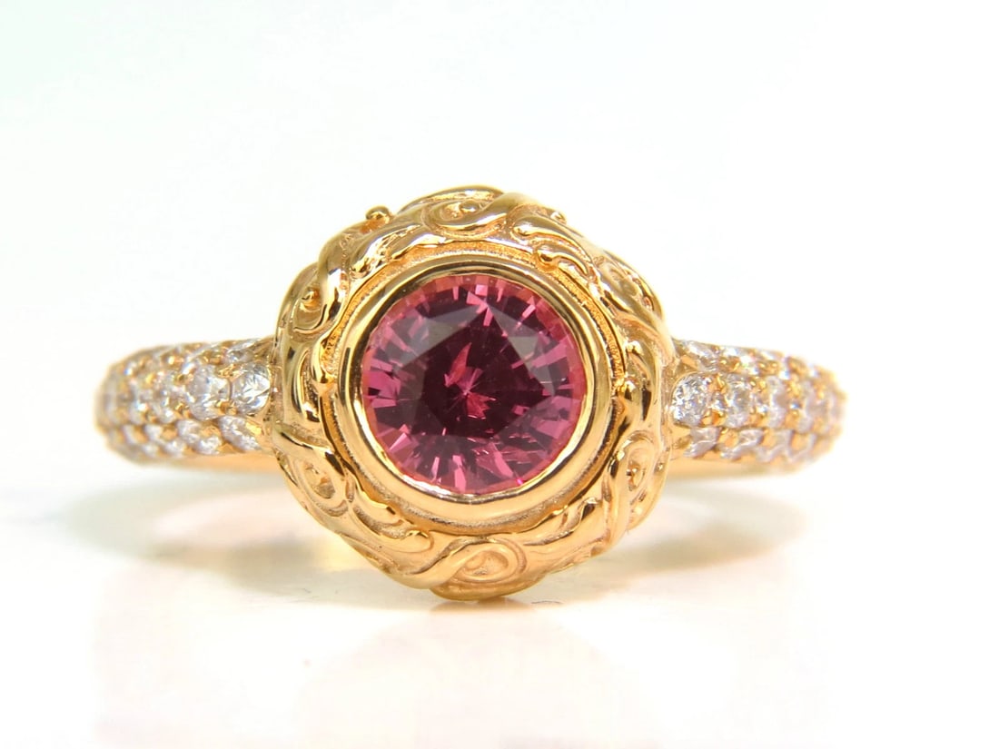 GIA NO HEAT 2.05CT NATURAL SAPPHIRE DIAMONDS SPANISH DECO GILT RING UNHEATED 14K - 5