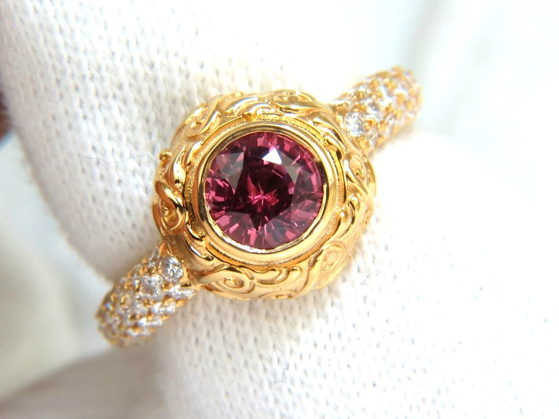 GIA NO HEAT 2.05CT NATURAL SAPPHIRE DIAMONDS SPANISH DECO GILT RING UNHEATED 14K - 7