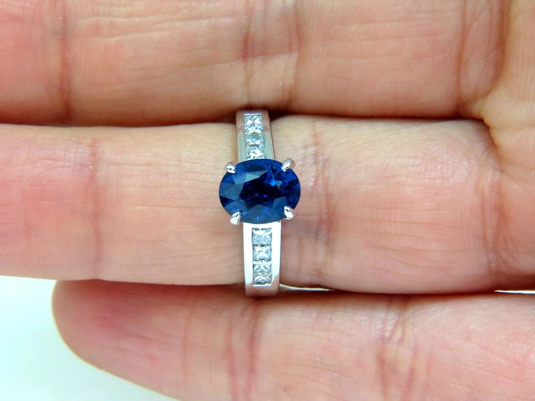 GIA NO HEAT 2.97CT NATURAL GEM BLUE SAPPHIRE DIAMOND RING UNHEATED 14KT - 7