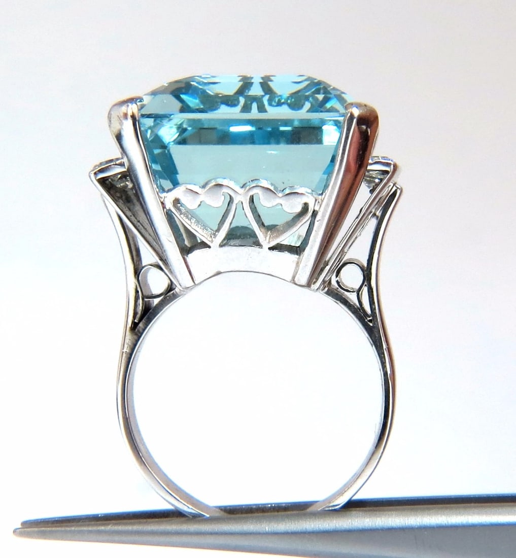 GIA Certified 33.44ct Natural "Blue" Aquamarine diamonds ring Vivid+ - 7