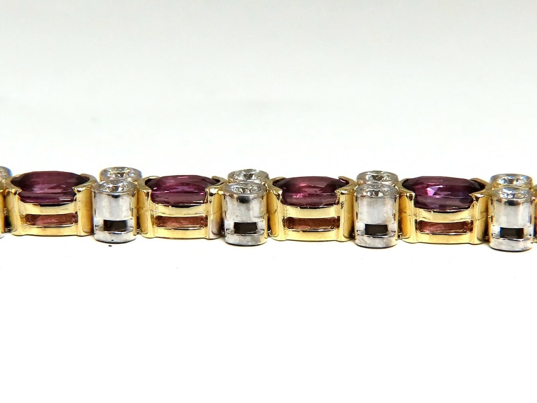 12.90ct Natural Ruby Diamonds Bracelet 14 Karat Two Toned** - 2