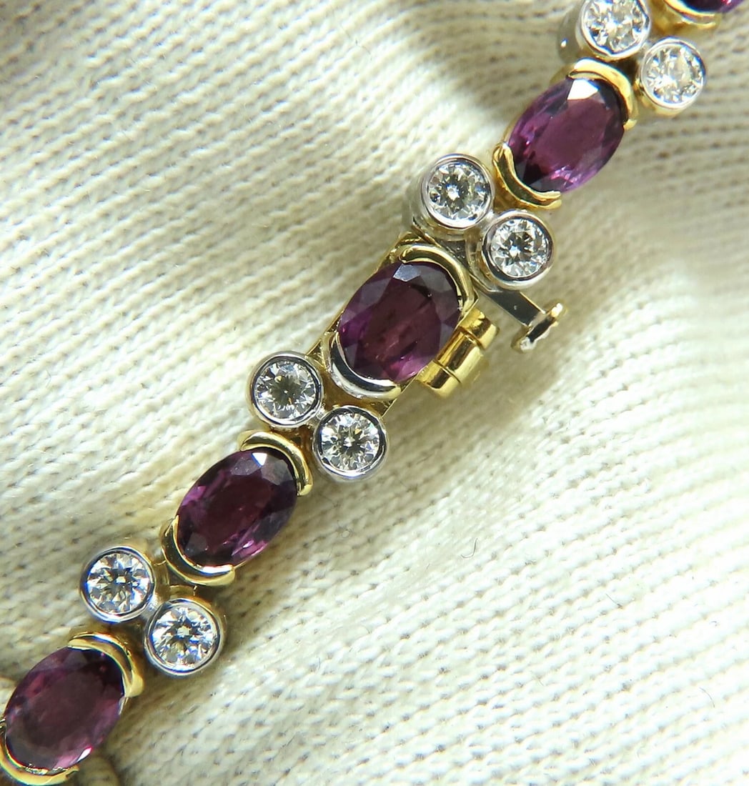 12.90ct Natural Ruby Diamonds Bracelet 14 Karat Two Toned** - 4