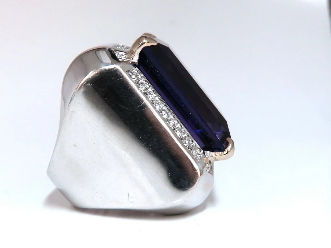 37.23Ct Natural Amethyst Diamond Ring 18 Karat Cocktail Cluster** - 2