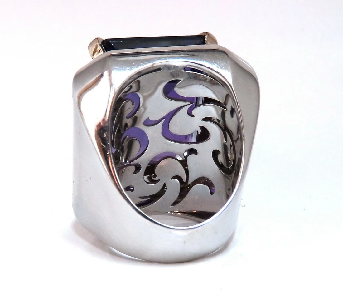 37.23Ct Natural Amethyst Diamond Ring 18 Karat Cocktail Cluster** - 4