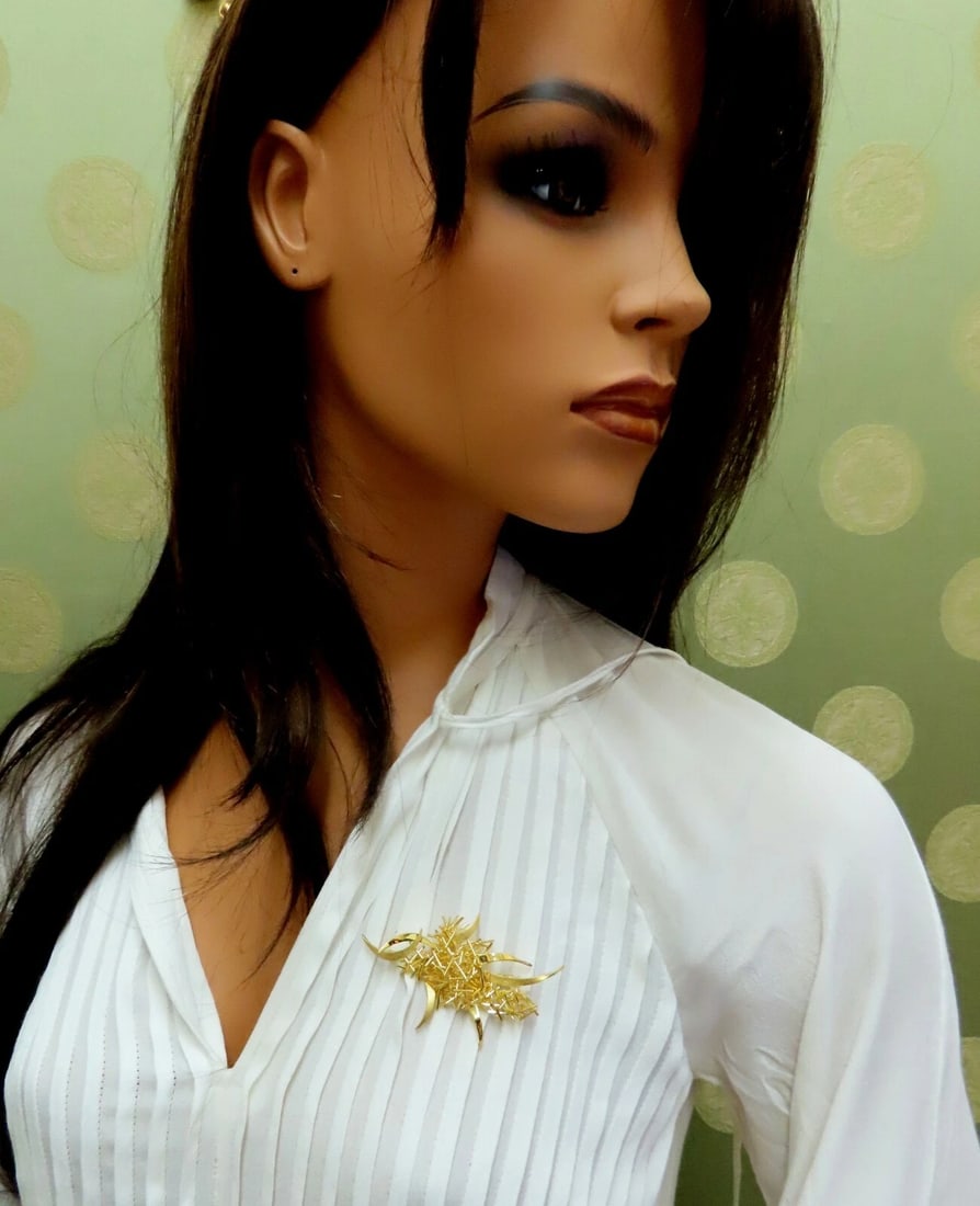 Modern Hand Made Fused Gold Sticks Pin 18 Karat** - 4