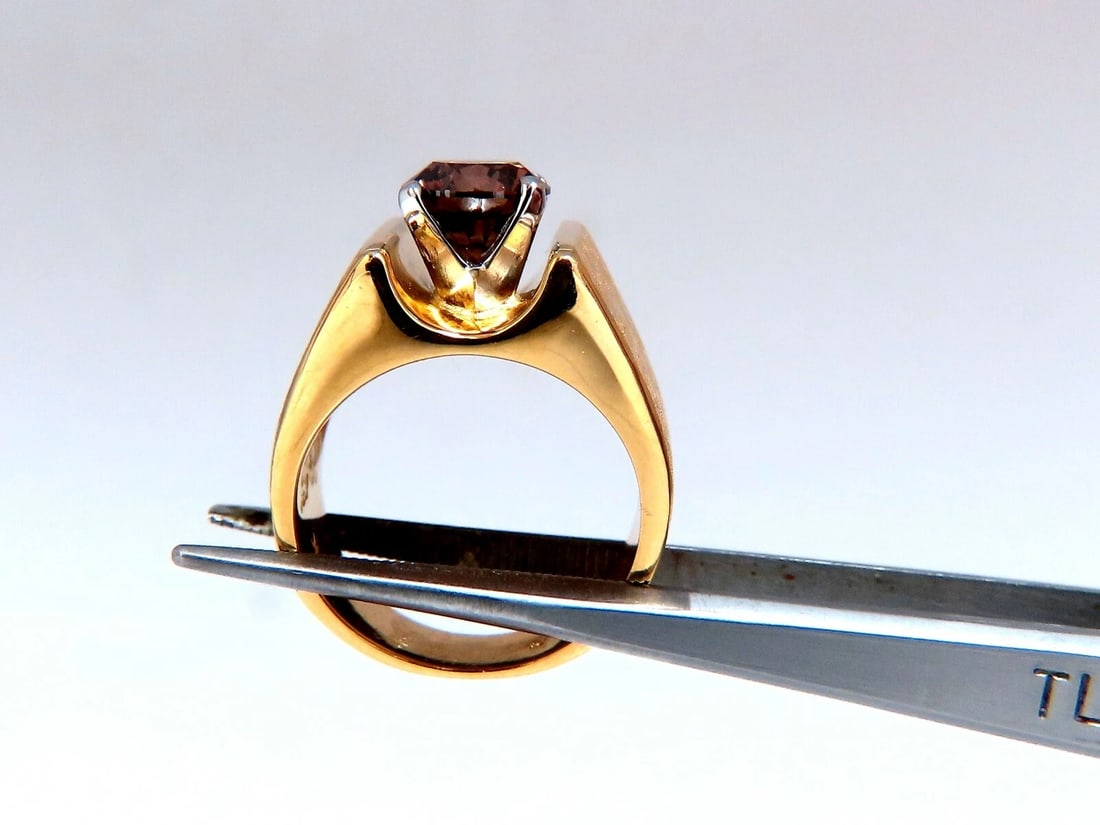 Vintage GIA Certified Natural Fancy Orange Brown Color Diamond Ring 14 Karat - 6