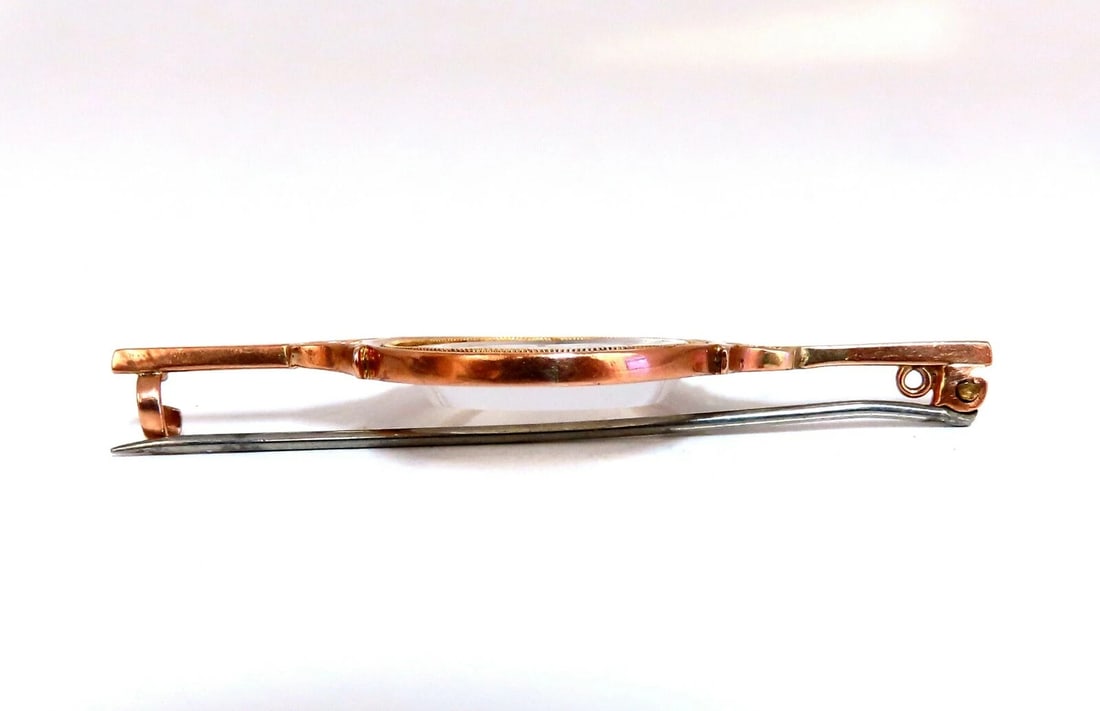 European Antique Coat of Arm Carved Crest Pin 10 Karat** - 3