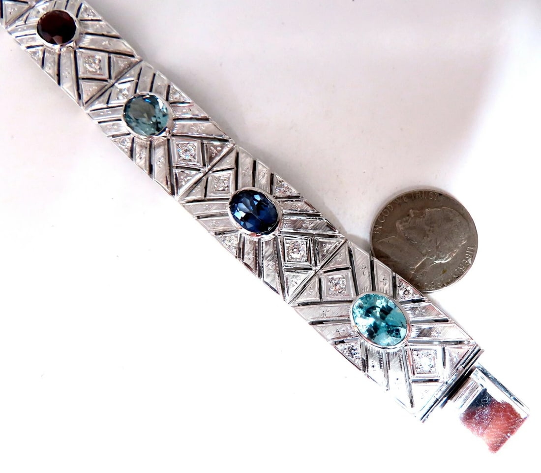 24.30ct Natural Gem Line Vintage Graver Etch Cuff Bracelet 18kt** - 7