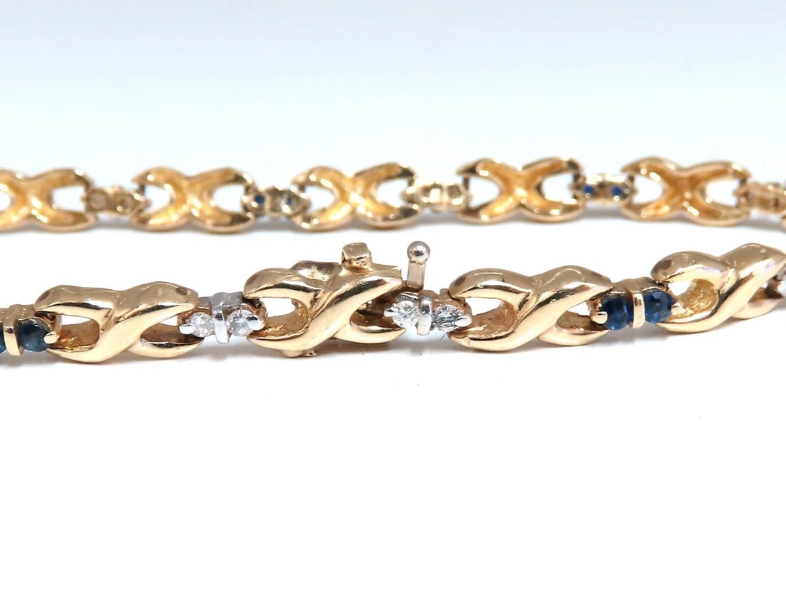 1.16ct Natural Sapphire Diamonds X Link Bracelet 14kt gold** - 2