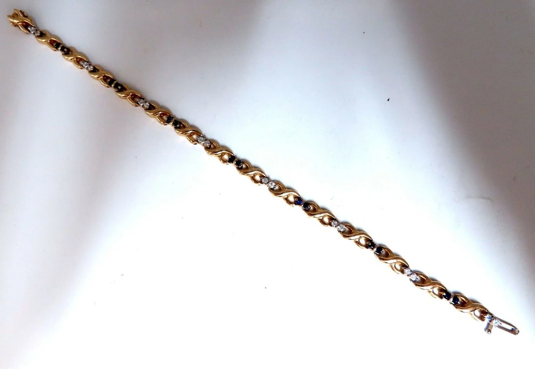1.16ct Natural Sapphire Diamonds X Link Bracelet 14kt gold** - 3