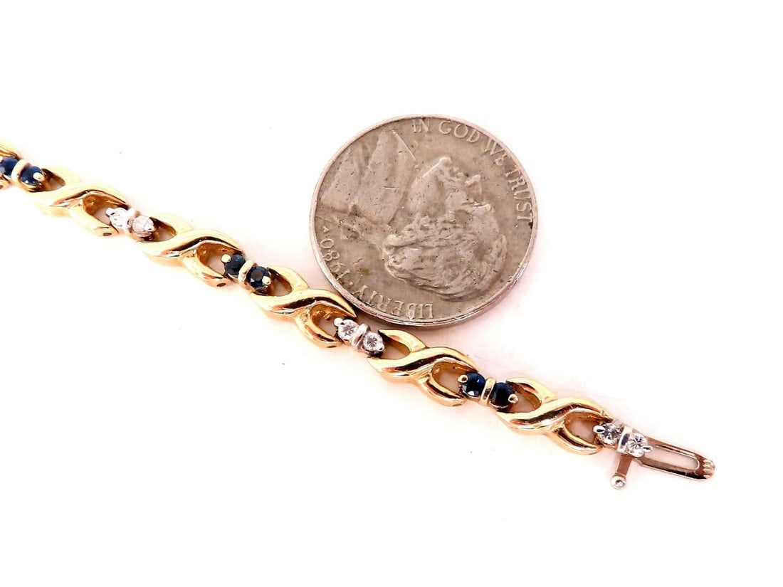 1.16ct Natural Sapphire Diamonds X Link Bracelet 14kt gold** - 4