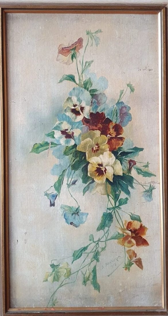 Antique Painting Original Flowers, Floral, Still Life, signed 1902 - 5