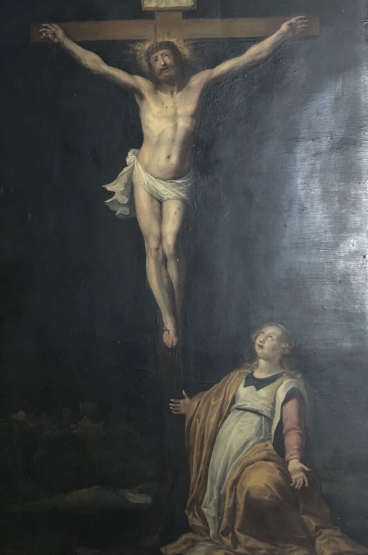 17th century The Christ & Mary Magdalene -Antique Oil Painting Original c. 1630: Title:17th century The Christ & Mary Magdalene -Antique Oil Painting Original c. 1630 Description:Antique Oil Painting Original 17th century Mary Magdalene Jesus Oil on copper 52.5 x 37 cm Reserve: $4