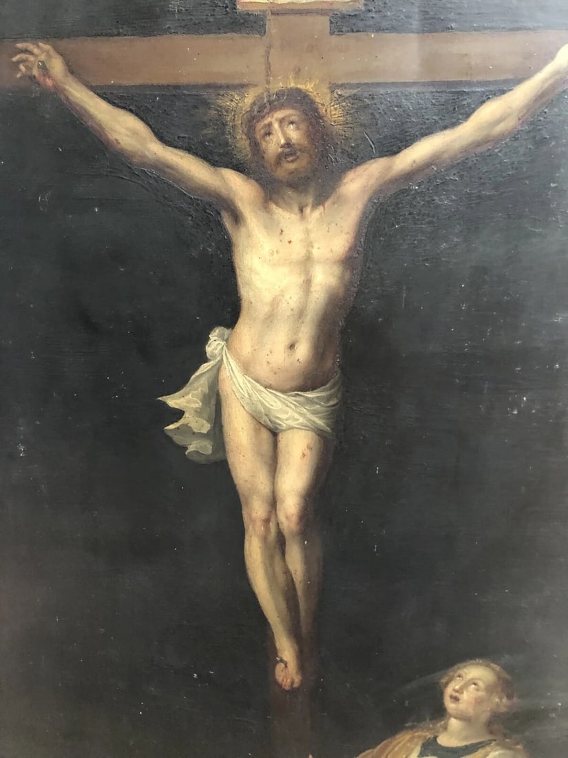 17th century The Christ & Mary Magdalene -Antique Oil Painting Original c. 1630 - 4