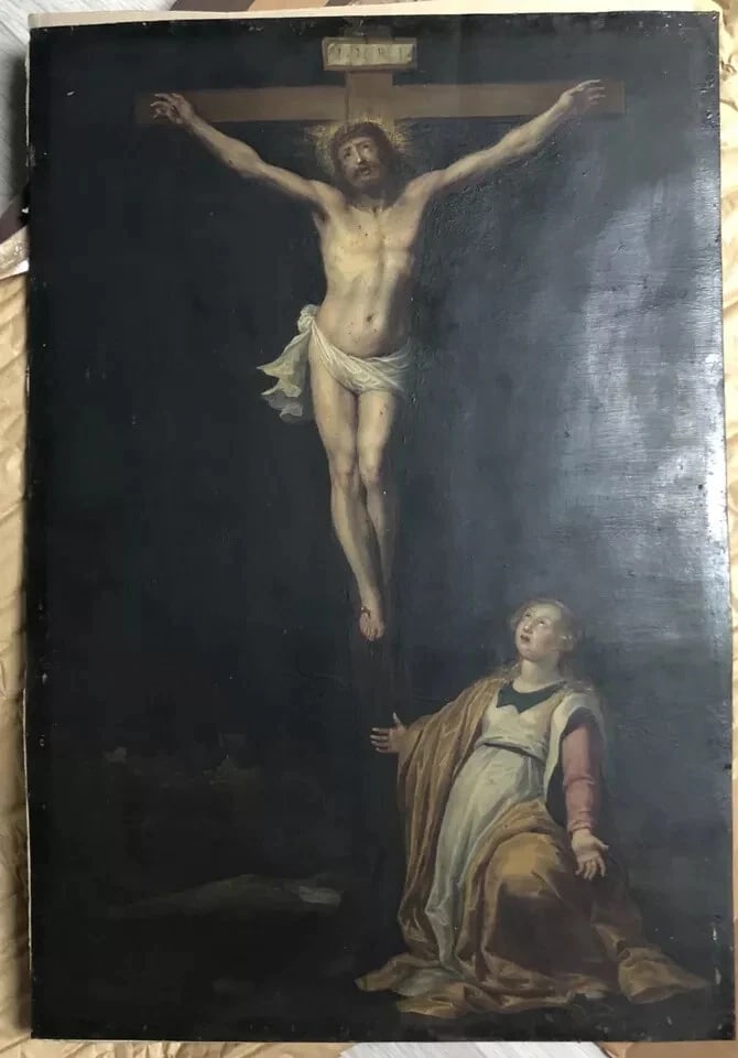 17th century The Christ & Mary Magdalene -Antique Oil Painting Original c. 1630 - 5