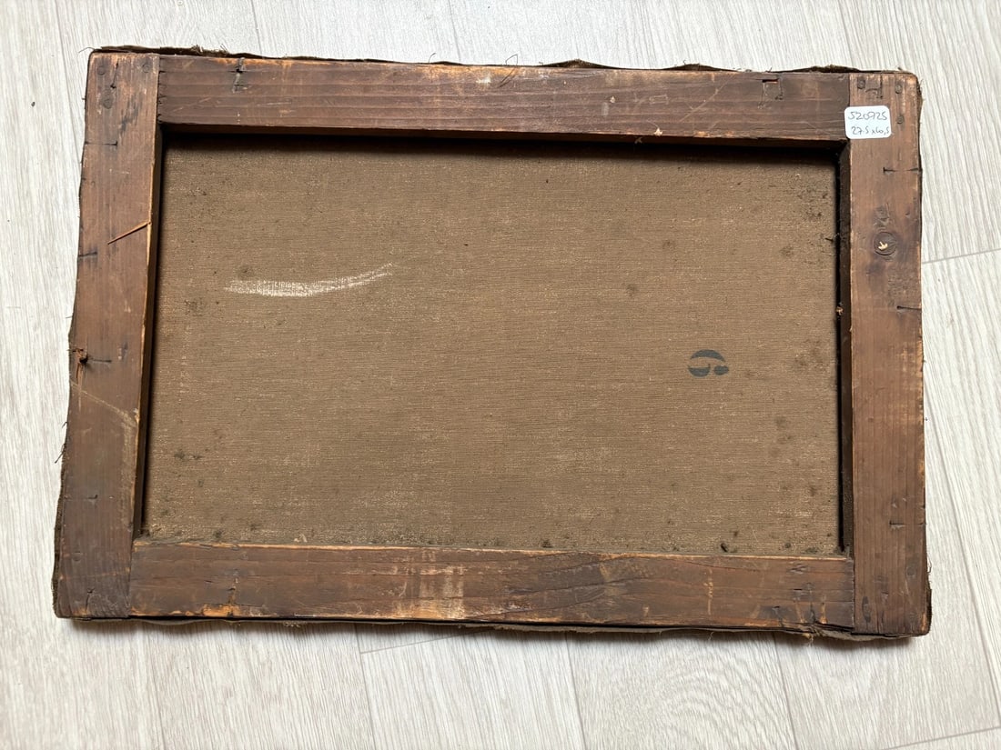 Antique Painting Original Landscape, Trees, Deer signed Antoine GUINDRAND - 9