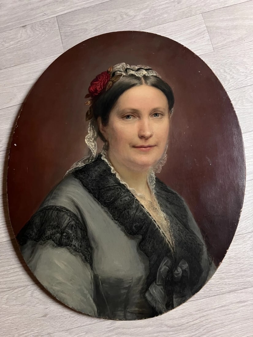 Marie C. LASSON (XIX) Woman Portrait - Painting Antique Original - 3