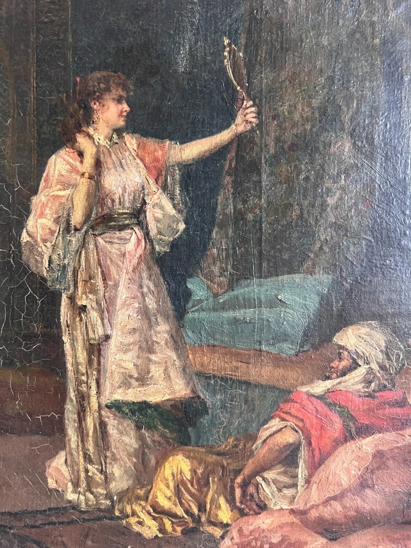 José DE CALA Y MOYA (1850-1891) Oriental Scene Painting Antique: Title:José DE CALA Y MOYA (1850-1891) Oriental Scene Painting AntiqueDescription: Oil on canvas 37 x 28 cm / 14.56 x 11.02 inches signed damaged Reserve: $3,000.00 Shipping:Domestic: Flat-rate