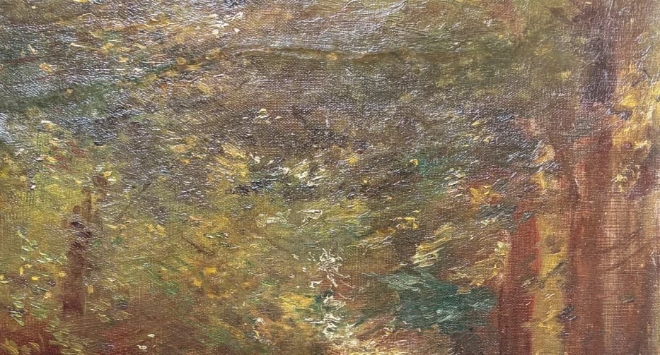 Landscape Impressionist Woman signed Antique Original Painting - 4