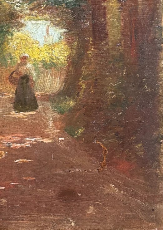 Landscape Impressionist Woman signed Antique Original Painting - 5
