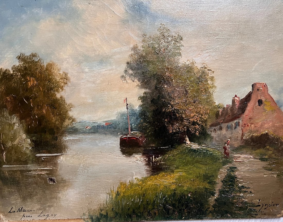 Antique Original Painting by LINSYER Th (XIX-XX) Marne Landscape next to Lagny: Title:Antique Original Painting by LINSYER Th (XIX-XX) Marne Landscape next to Lagny Description: Oil on canvas 55 x 46 cm signed Reserve: $500.00 Shipping: Domestic: Flat-rate of $90.00 to anywhere w