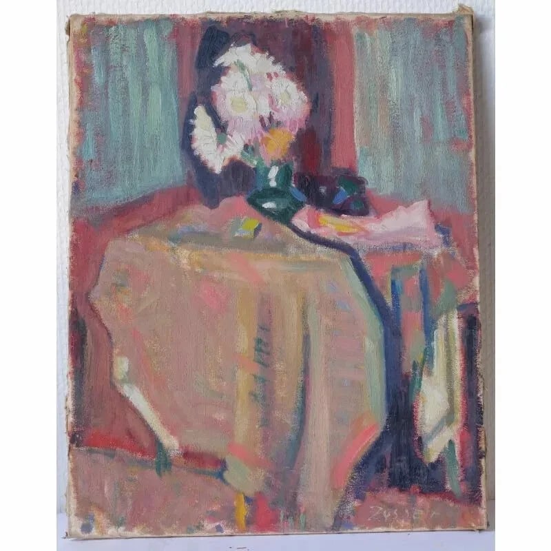 Philippe ZYSSET (1889-1974) Still Life, Flowers - Antique Painting Oil Signed - 6