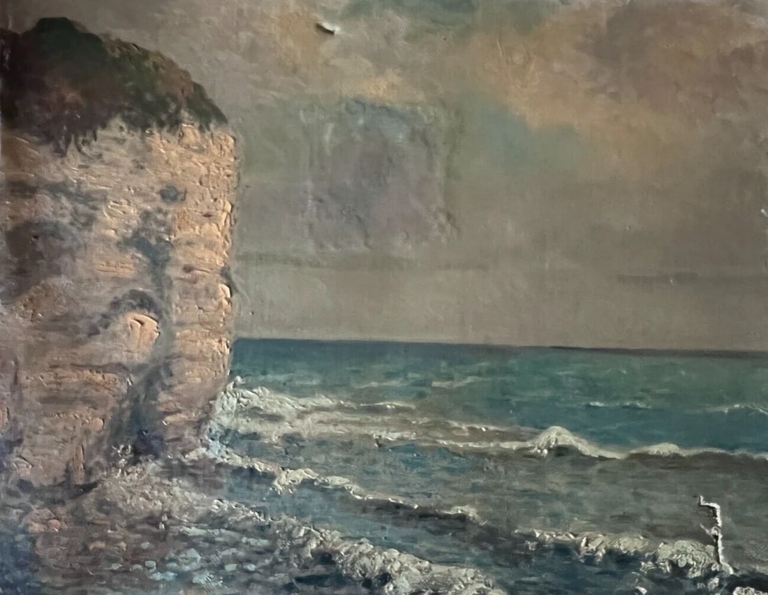 Coastal Seaview Landscape – Early 20th Century Antique French Painting: Title:Coastal Seaview Landscape – Early 20th Century Antique French PaintingDescription:Antique Painting, French School XX Century Seaview Landscape A luminous seascape from the French School,