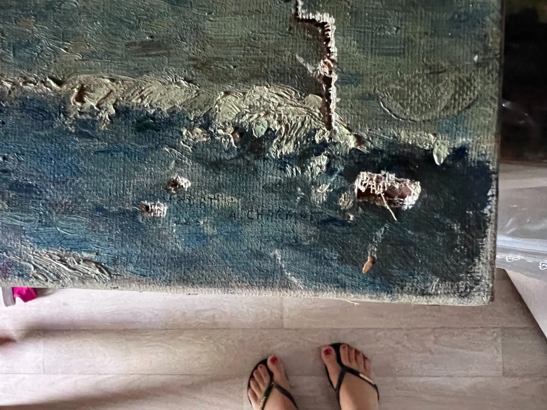 Coastal Seaview Landscape – Early 20th Century Antique French Painting - 5