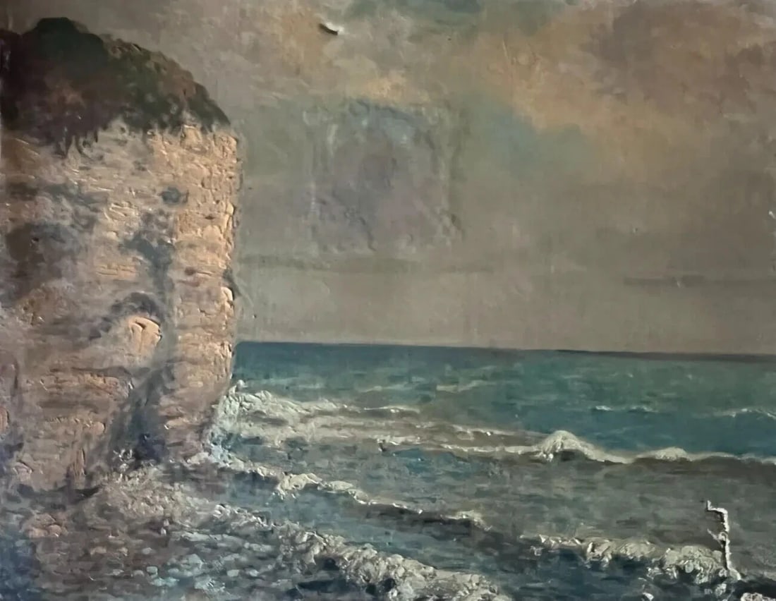 Coastal Seaview Landscape – Early 20th Century Antique French Painting - 8