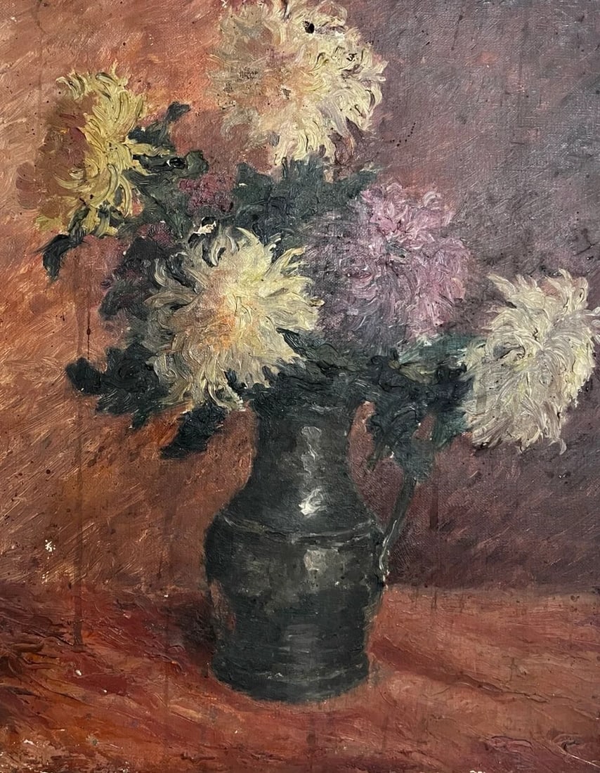 Painting Still Life, Flowers, Vase signed - Antique Original: Title:Painting Still Life, Flowers, Vase signed - Antique OriginalDescription:Oil on canvas 41 x 33 cm signed, Guillaume SERRIG (1892-1969) small damages Reserve: $500.00 Shipping:Domestic: